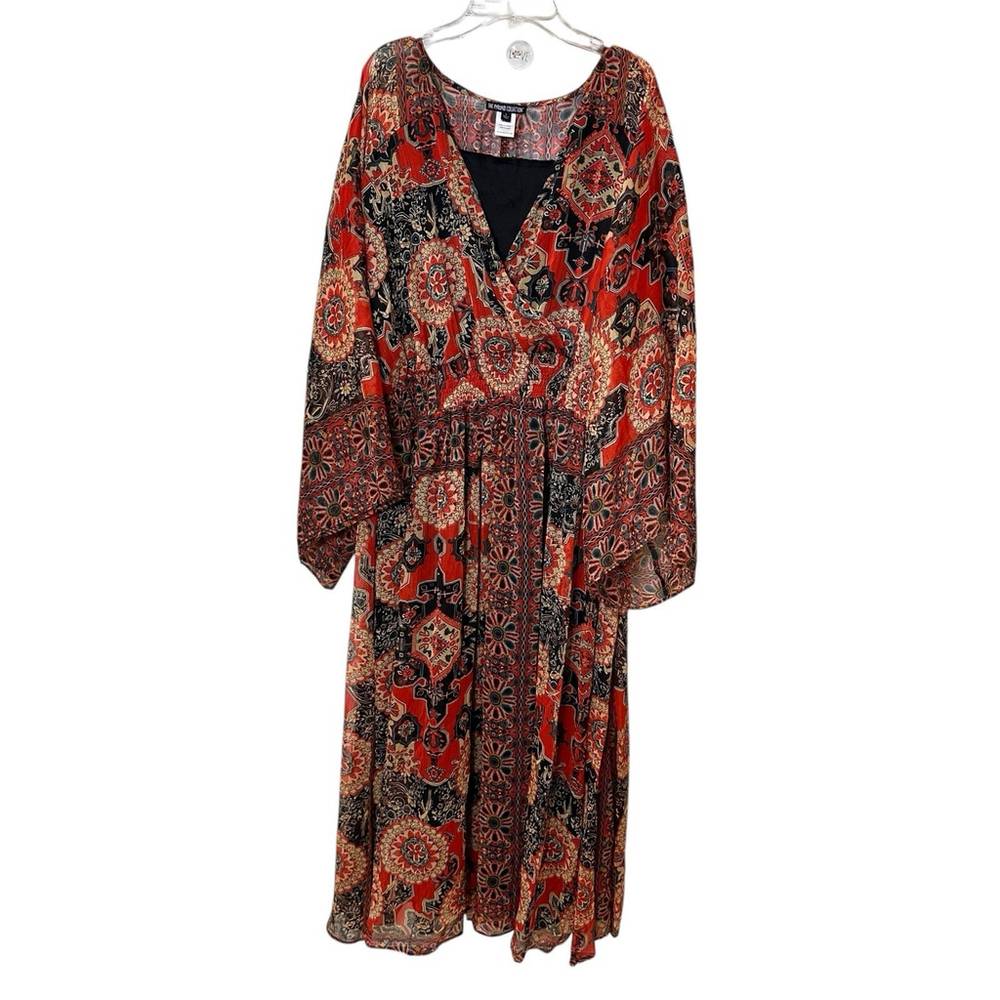 The Pyramid Collection Long Sleeve Maxi Flowy Dress Boho Cottage Large EUC Lined